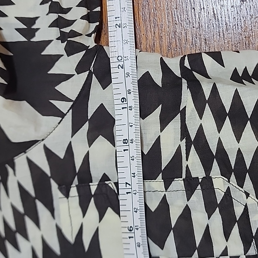 Tory Burch Cotton Button Southwestern Aztec Geometric Patterned Blouse Size 14 - Picture 7 of 10